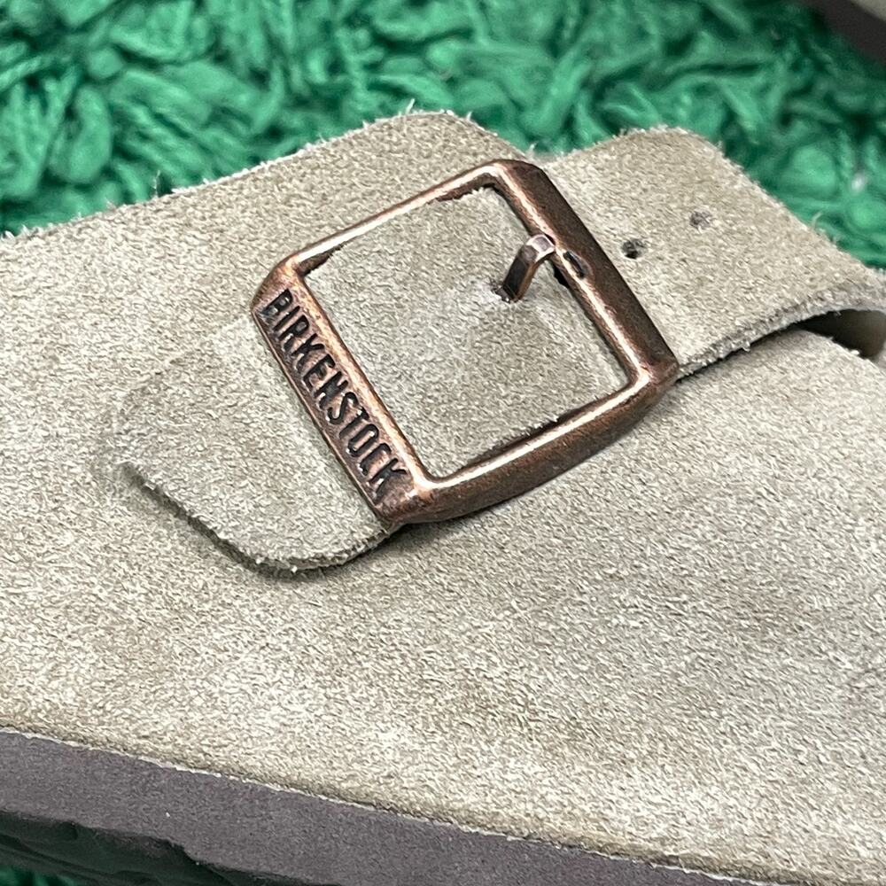 Birkenstock Boston Suede Taupe Soft Footbed Clogs Men's size 43 US 10 Pre Owned - Picture 12 of 13